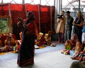 Jeremy filming at the Kainchi temple in India, 2009